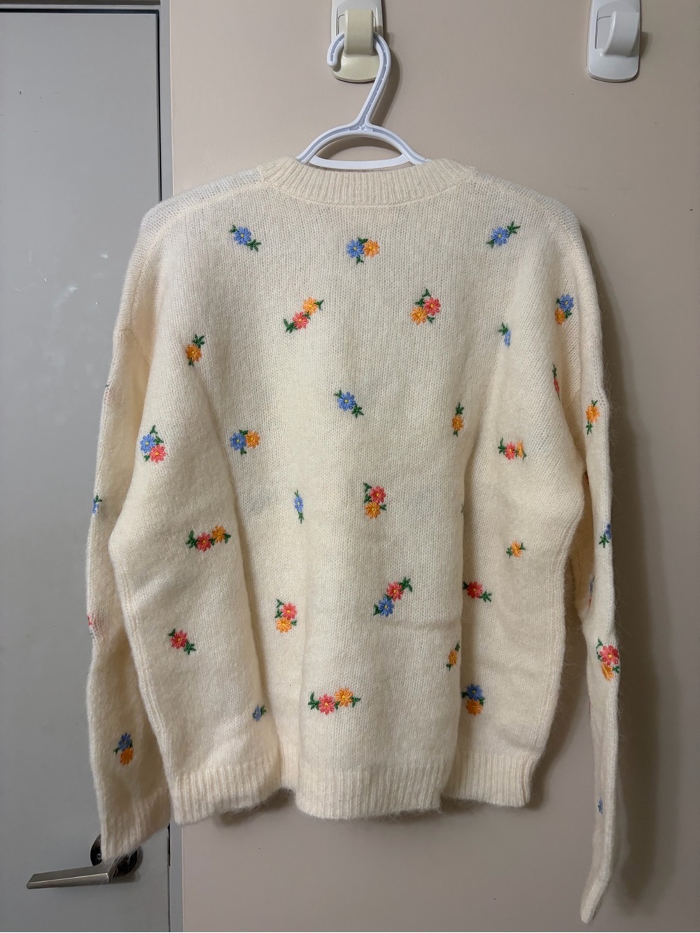 Sezane Cream Floral Embroidered Crewneck Sweater - Picture 3 of 6